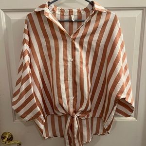 Terracotta striped oversized shirt
